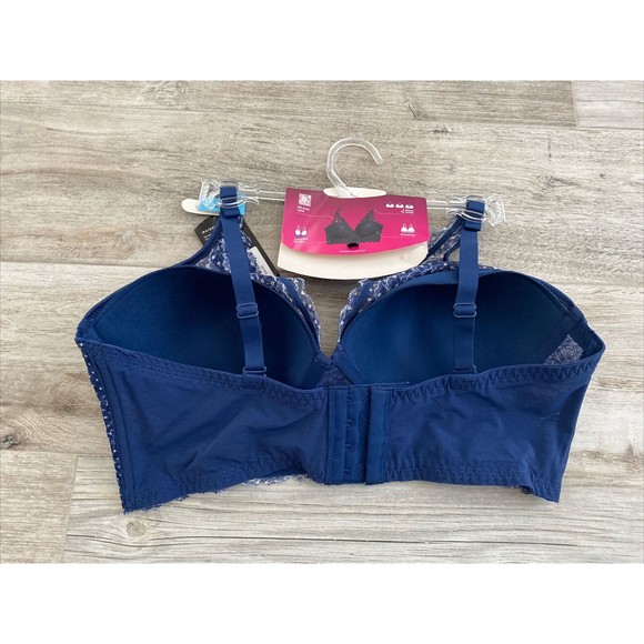 Maidenform 36C Casual Comfort Wireless Convertible Bralette Blue Polka Dot New - Picture 5 of 5